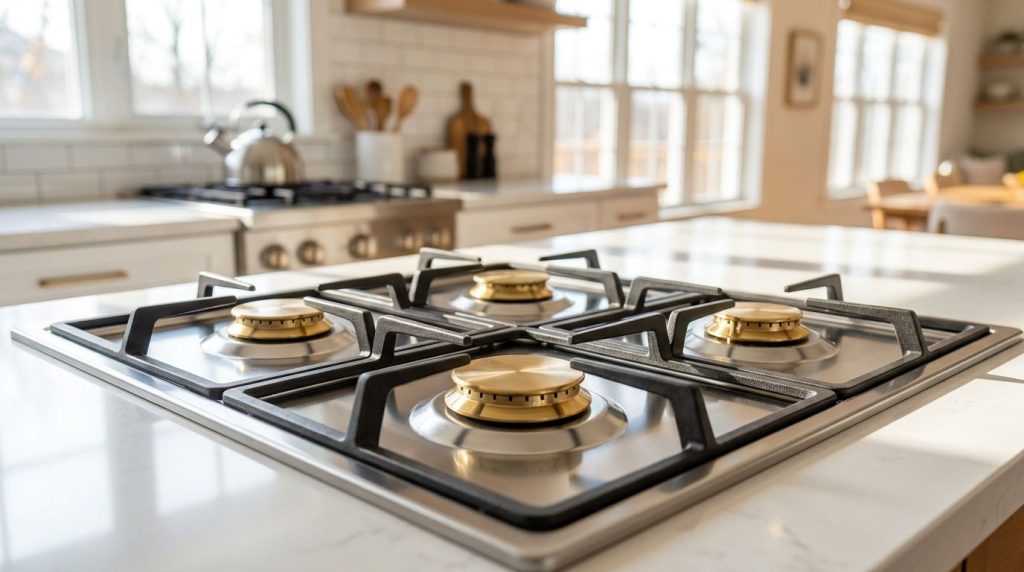 A clean sparkling stovetop with no visible grease or stains