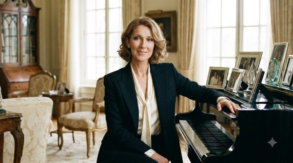 Celine Dion posing gracefully for a professional portrait