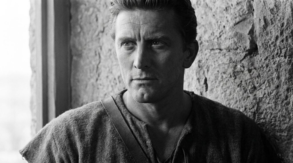 A portrait of Kirk Douglas from the golden age of Hollywood perhaps as Spartacus