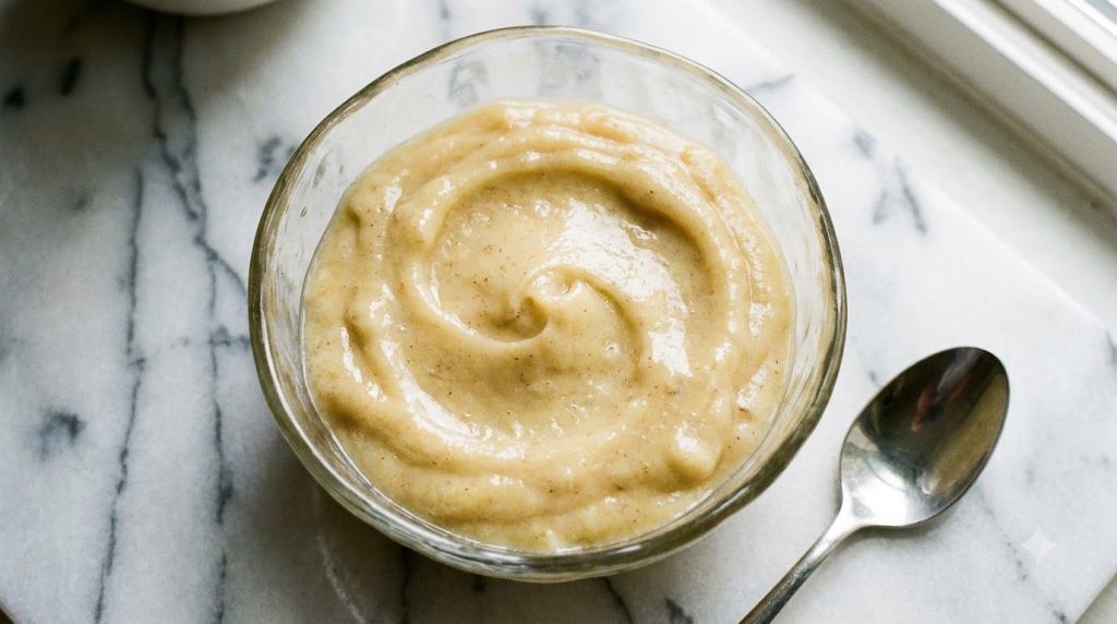 A bowl of perfectly mashed bananas showing a smooth creamy texture