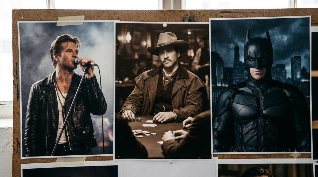 A collage of Val Kilmer s most iconic roles including Jim Morrison from The Doors Doc Holliday from Tombstone and Batman