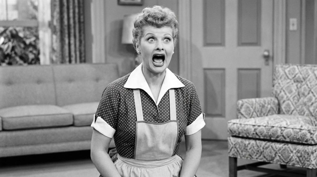 A real publicity photo of Lucille Ball from I Love Lucy demonstrating her famous comedic expressions