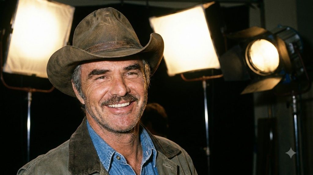 Burt Reynolds with a confident smile wearing a cowboy hat possibly from Smokey and the Bandit