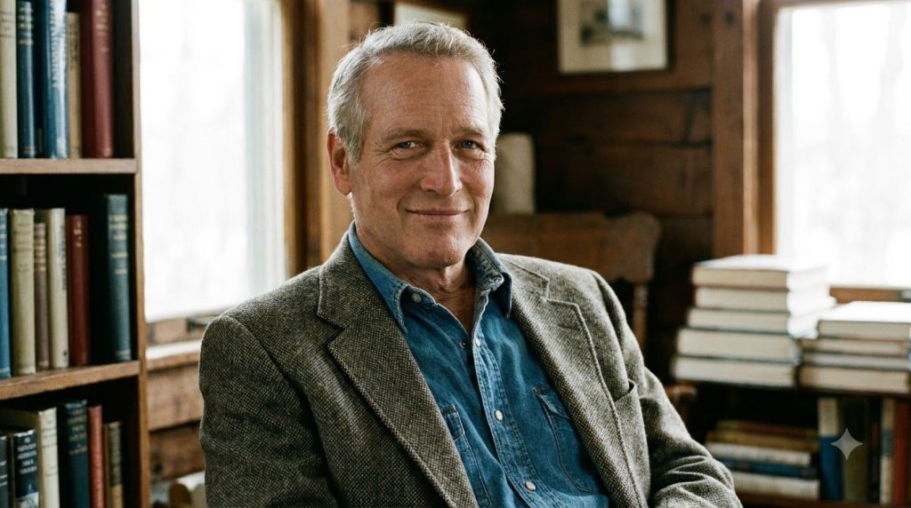 Paul Newman smiling perhaps during a public appearance or later in his life showcasing his warm and approachable demeano