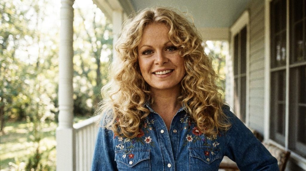 A smiling Sally Struthers with her iconic blonde curls from the 1970s looking warm and friendly