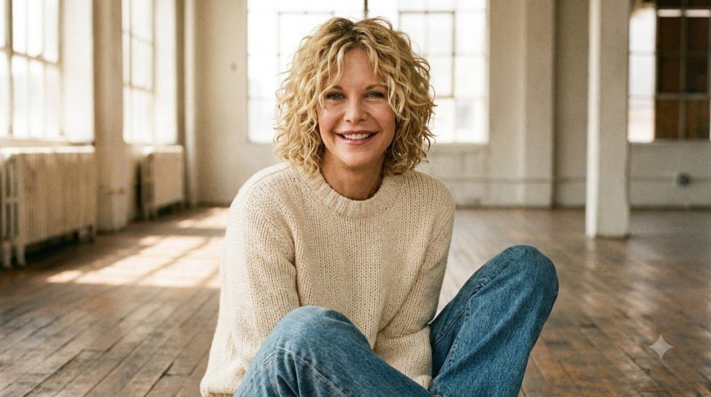 Promotional photo of Meg Ryan from the 1990s looking charming and approachable typical of her romantic comedy persona