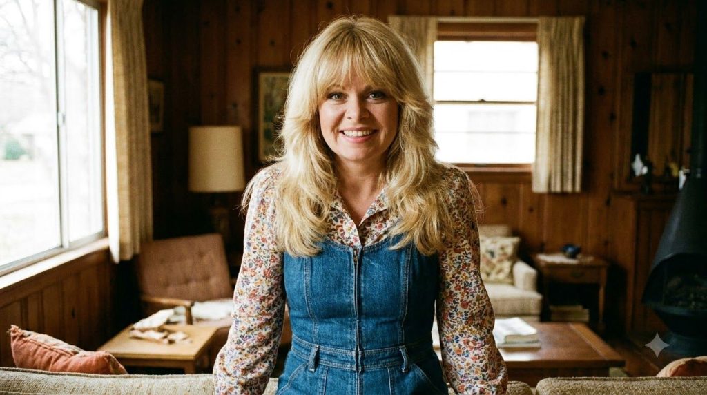 A publicity photo of Sally Struthers as Gloria Stivic from All in the Family capturing her 70s style