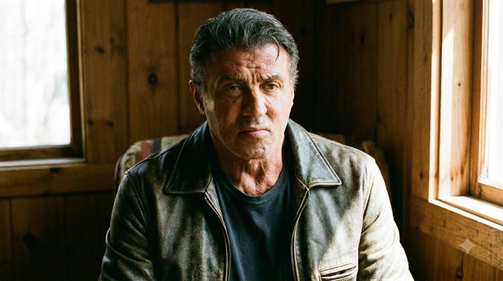 Portrait of Sylvester Stallone looking determined