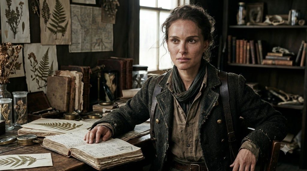 A promotional image of Natalie Portman from a different film role showcasing her versatility