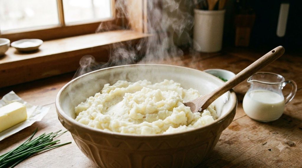 Mashed potatoes ready for mixing