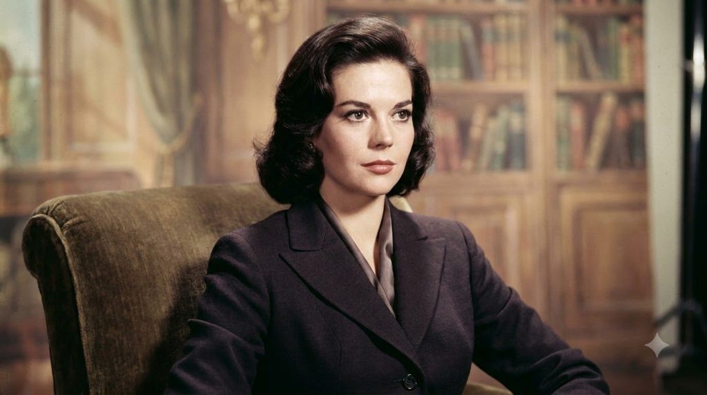 A headshot of Natalie Wood in her prime looking elegant and classic Hollywood She has dark hair and a thoughtful express