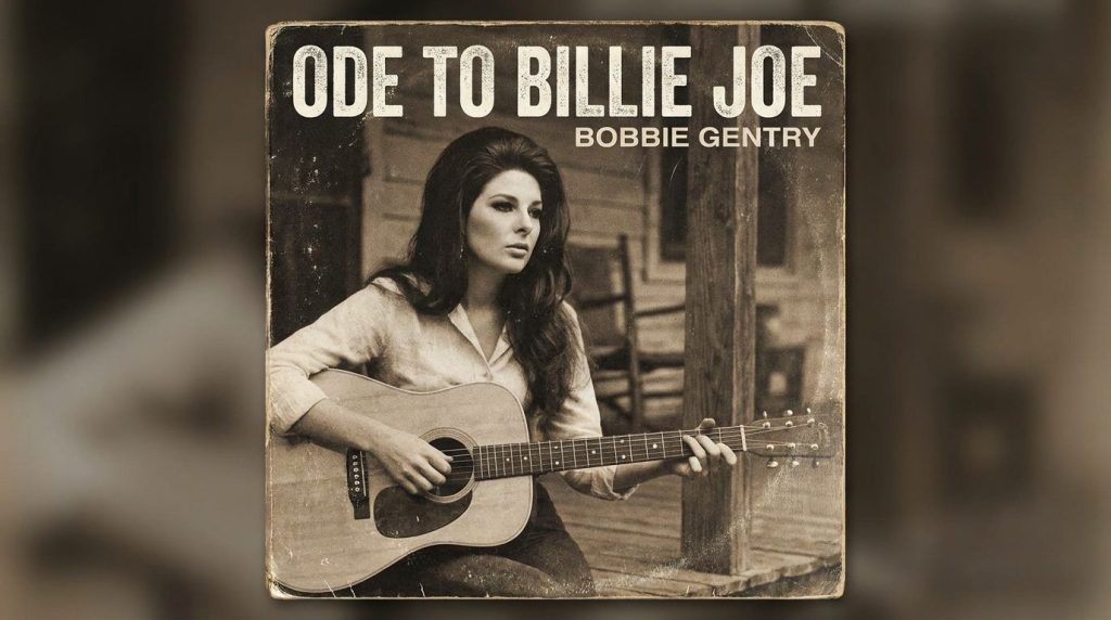 A vintage album cover for Bobbie Gentry s Ode to Billie Joe album featuring her portrait or a scene related to the song