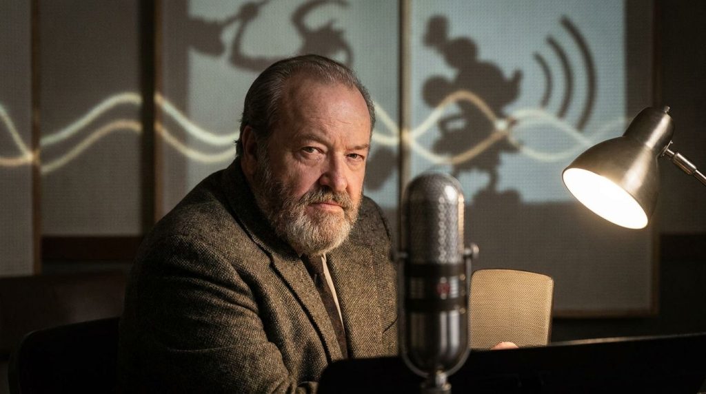 A montage or symbolic image representing William Conrad s extensive voice acting and narration career possibly with micr