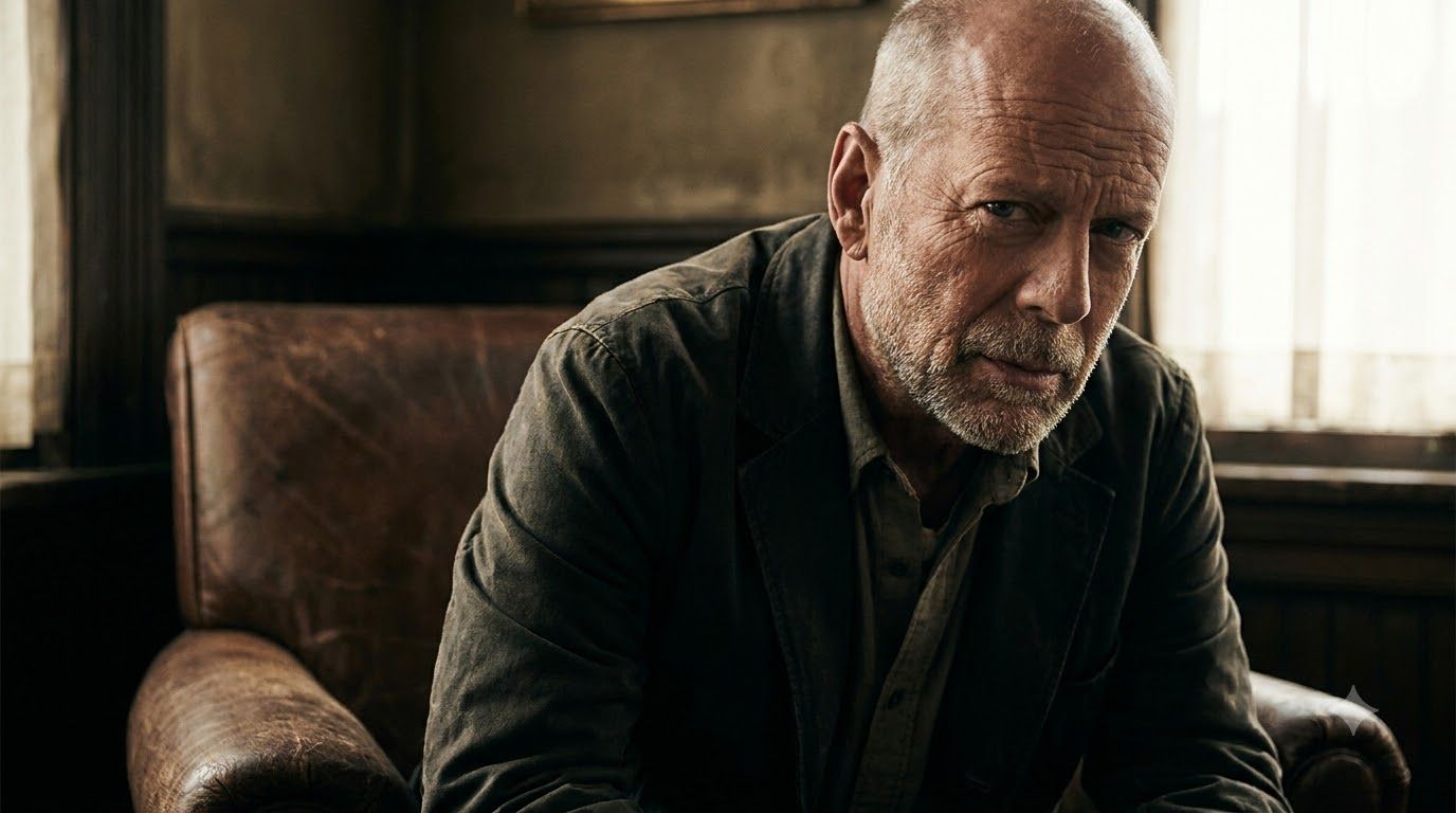 Bruce Willis in a more dramatic role perhaps from The Sixth Sense or Pulp Fiction showing a different side of his acting