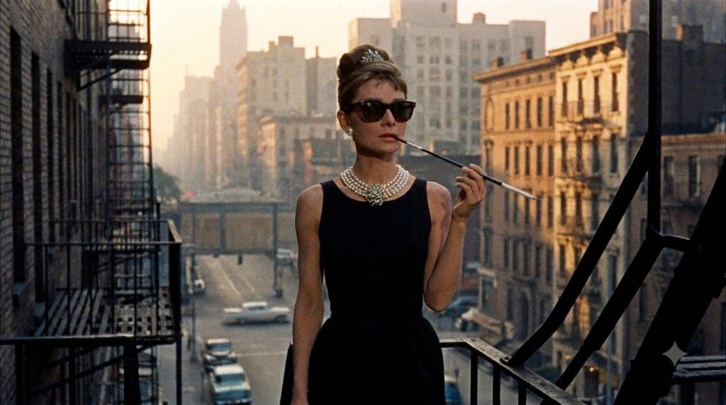 A real film still or poster from one of Audrey Hepburn s iconic movies like Roman Holiday Breakfast at Tiffany s or My F