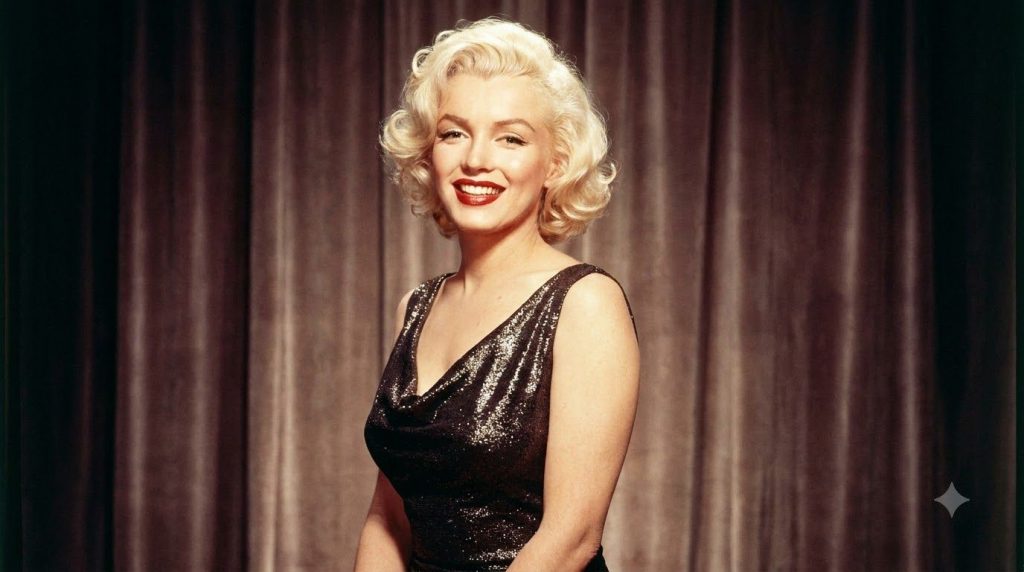 A glamorous portrait of Marilyn Monroe smiling radiantly