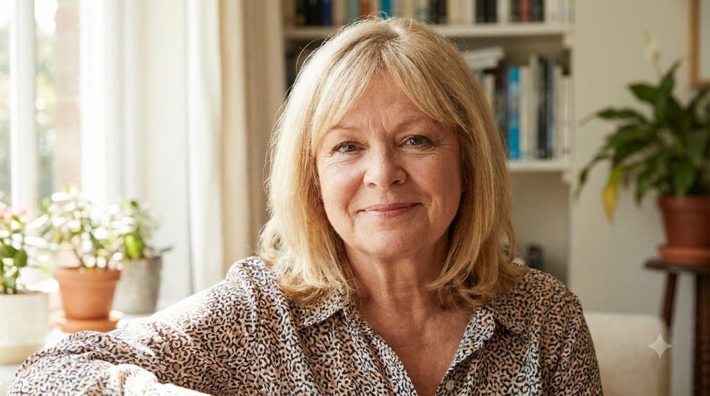 A more recent portrait of Sally Struthers smiling warmly showcasing her enduring career in Hollywood