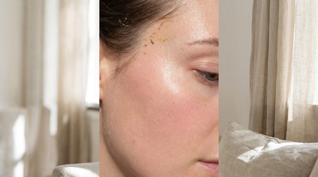 A close-up of a woman s radiant glowing skin after using a natural face mask showing improved texture and brightness