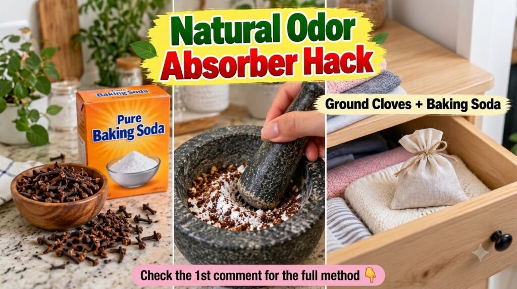 A hand grinding whole cloves in a stone mortar and pestle