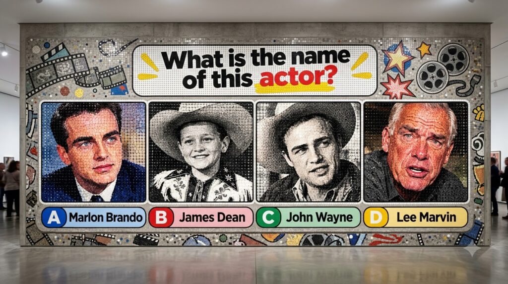 A 2x2 grid of four portraits of Humphrey Bogart at different ages rendered in a halftone or pointillism style with the q