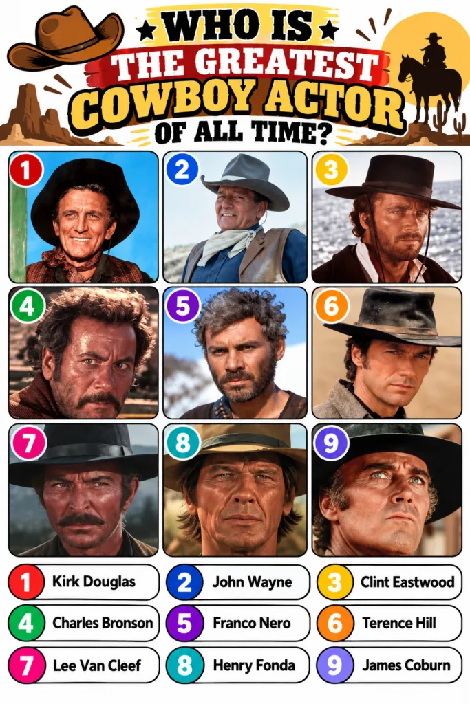 A multiple-choice quiz image featuring John Wayne with four options