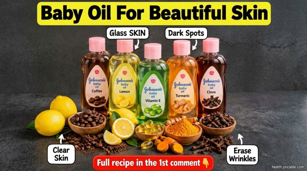 A collection of small glass bottles each filled with clear baby oil and a different natural infusion such as lemon slice