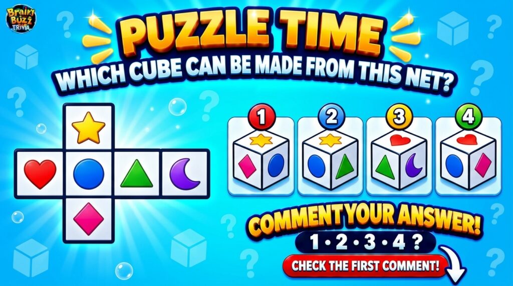 A vibrant mobile game-style puzzle showing a 2D net with colorful shapes star heart circle triangle moon diamond and fou