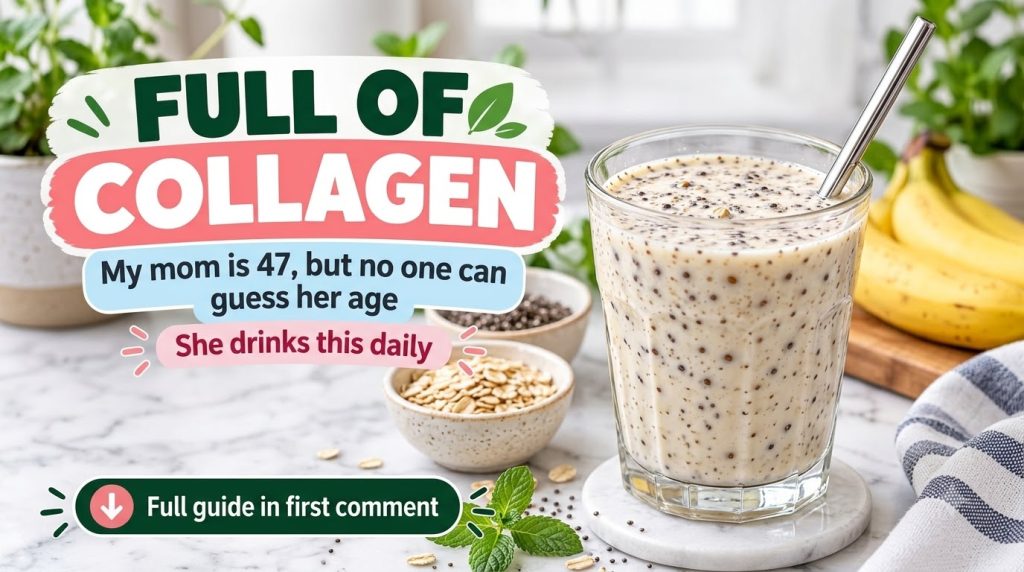 A vibrant creamy smoothie in a glass with small bowls of chia seeds oats fresh mint leaves and bananas in the background