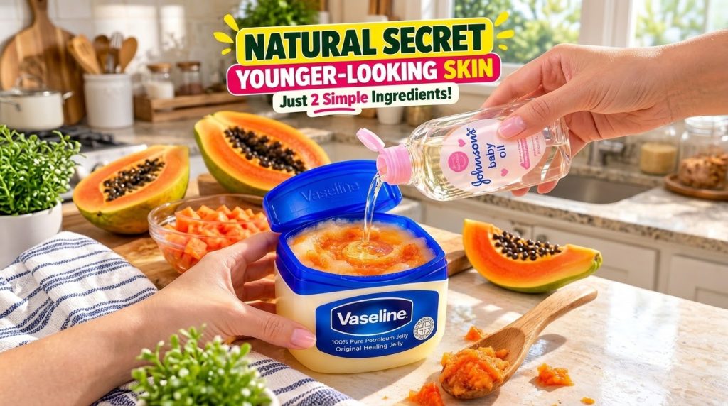 Hands preparing a homemade skincare mask A clear stream of baby oil is being poured into a jar of Vaseline that already