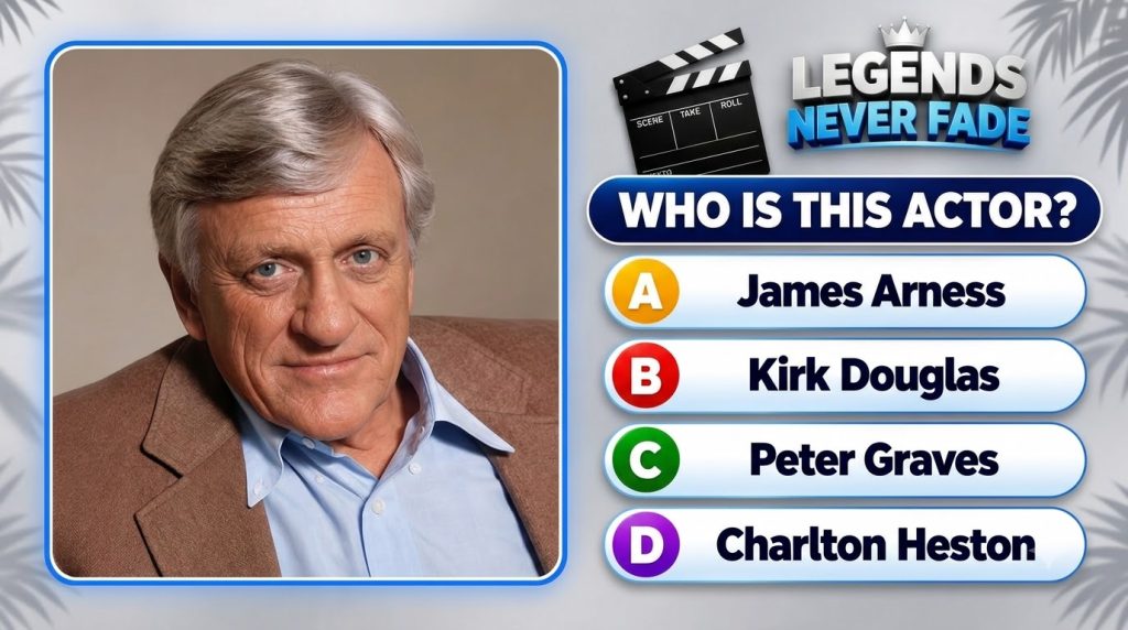 A vertical social media quiz post titled LEGENDS NEVER FADE featuring a smiling older man with gray hair and blue eyes i