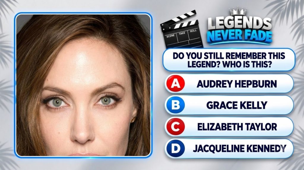 A close-up of a woman s eyes and forehead framed within a bright blue border with a quiz question DO YOU STILL REMEMBER 