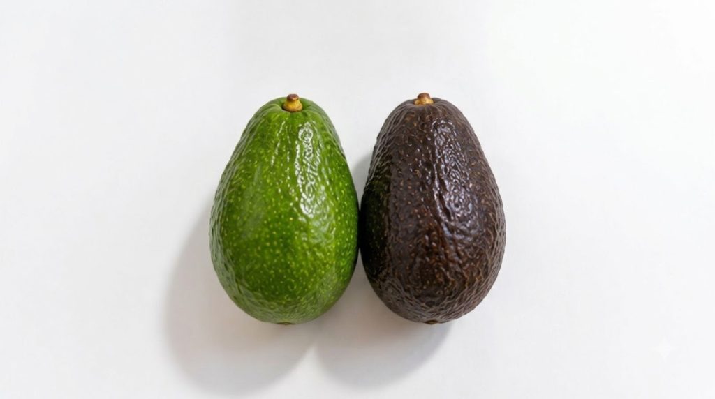 A vibrant assortment of fresh ripe produce including avocados watermelons and grapes arranged appealingly on a rustic wo