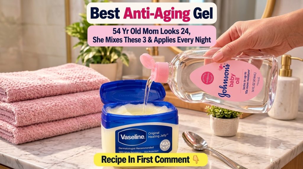 A hand pouring Johnson s baby oil into an open tub of Vaseline Original Healing Jelly focusing on the mixing process