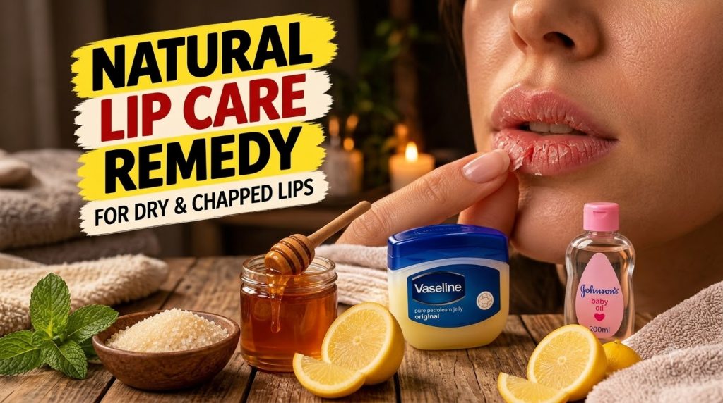 A close-up of a person s dry chapped lips with a finger gently touching the lower lip surrounded by natural lip care ing