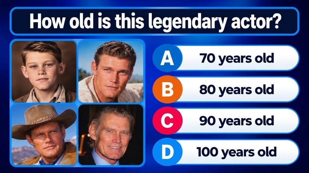 A multiple-choice quiz image asking to identify an actor The image displays four portraits of Humphrey Bogart at differe