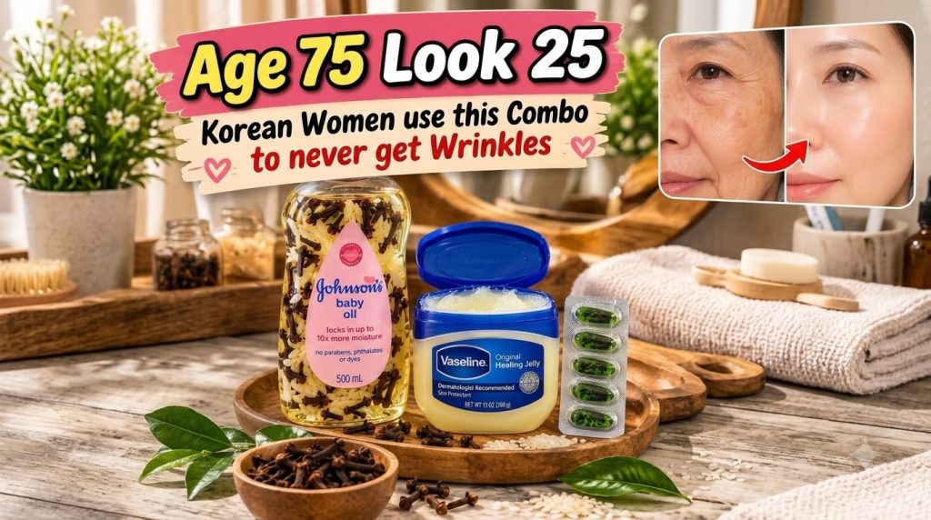 A beautiful wooden tray displaying natural ingredients like rice and cloves along with a small bottle of baby oil and a