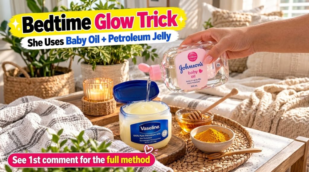 A hand pouring Johnson s Baby Oil into a tub of Vaseline 100 Pure Petroleum Jelly surrounded by natural elements like ho