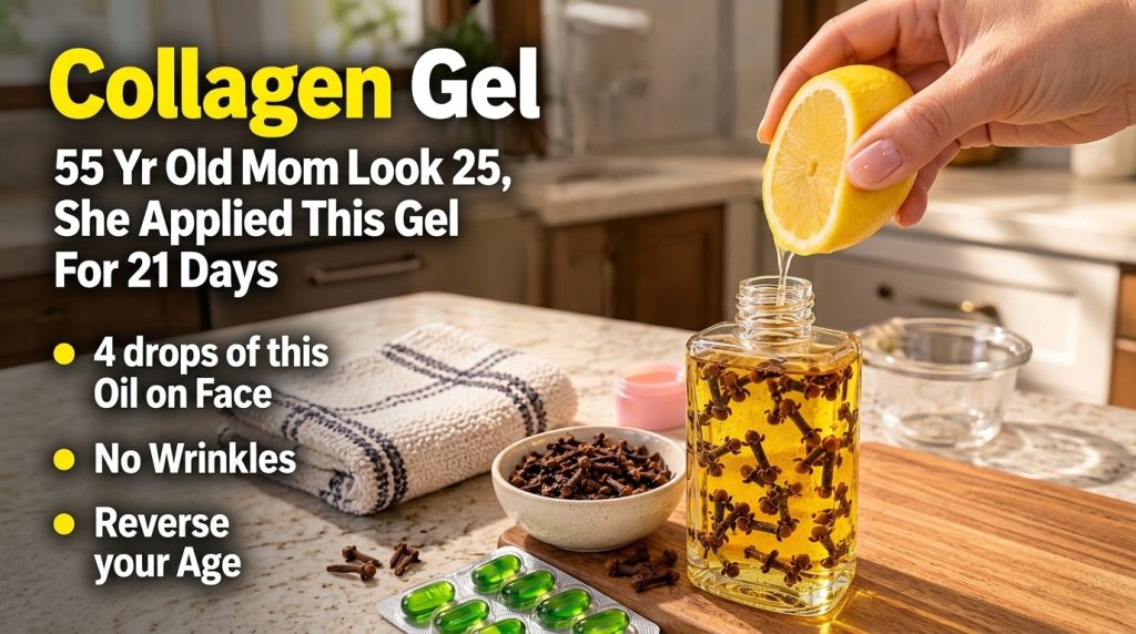 A hand squeezing a fresh lemon into a glass bottle containing oil and dried cloves on a wooden board Nearby are more clo