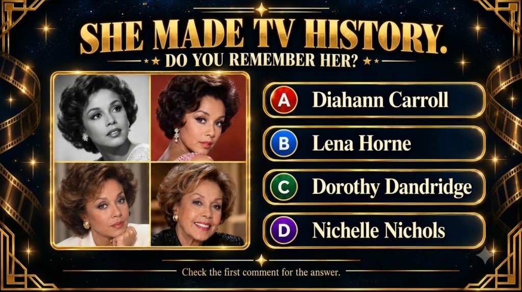 A quadriptych of Diahann Carroll through different stages of her life framed by ornate golden art deco patterns film str