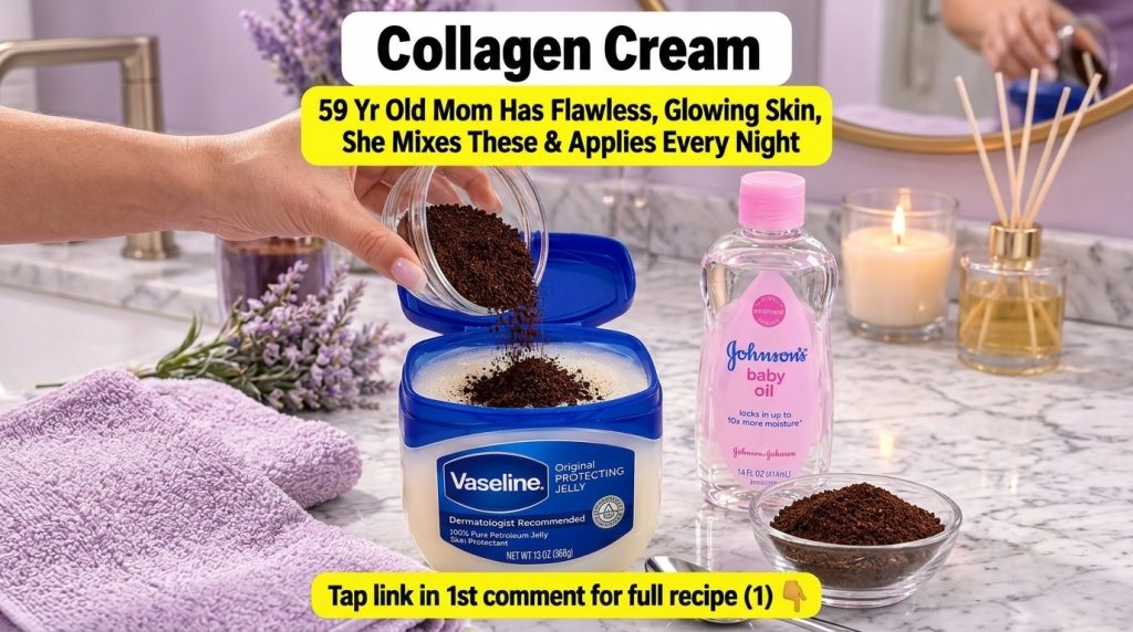 A person s hands pouring fresh coffee grounds from a clear bowl into a larger container of Vaseline petroleum jelly A bo
