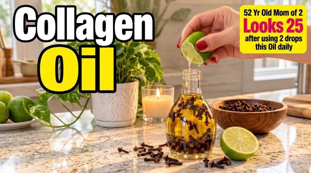 A hand is squeezing a fresh lime into a bottle containing an oil infusion with cloves The scene is warm and inviting wit