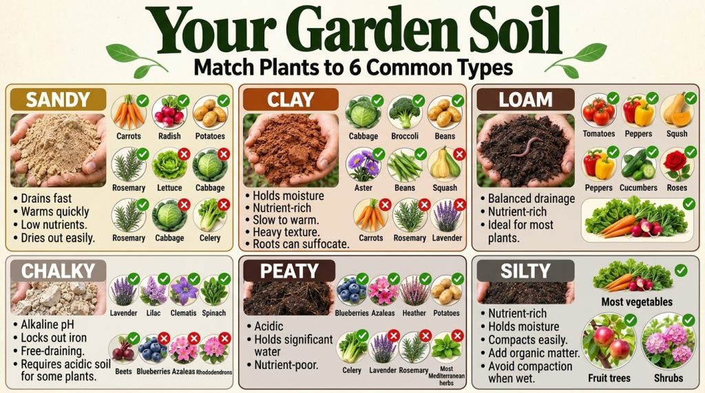 Hands holding different types of soil sandy clay loam in separate piles to show their texture and color differences set 