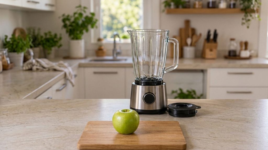 A vibrant glass of fresh green juice made from apple cucumber and lime sits on a rustic wooden surface Slices of the ing