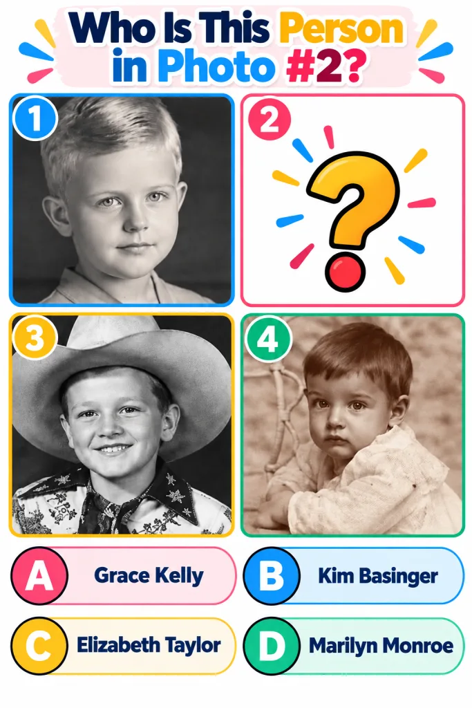 A multiple-choice quiz image featuring a glamorous black and white portrait of Marilyn Monroe with four answer options b