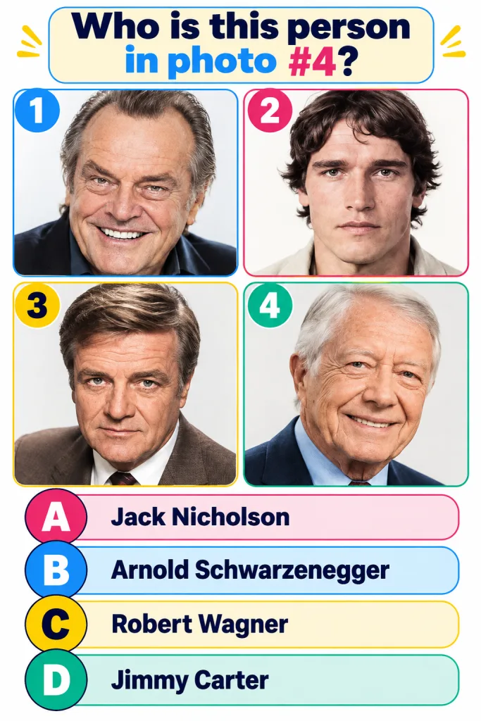A multiple-choice quiz graphic featuring a headshot of Clint Eastwood among other options asking Who is this actor
