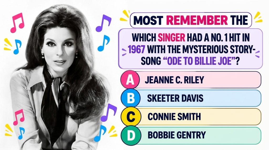 A vintage black and white portrait of Bobbie Gentry featuring her signature large styled hairdo pearl earrings and a col