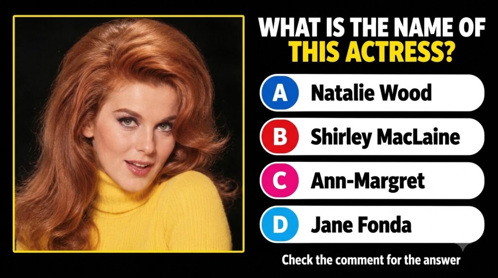 A mobile-optimized quiz card featuring four portraits of Natalie Wood at different life stages with the question What is
