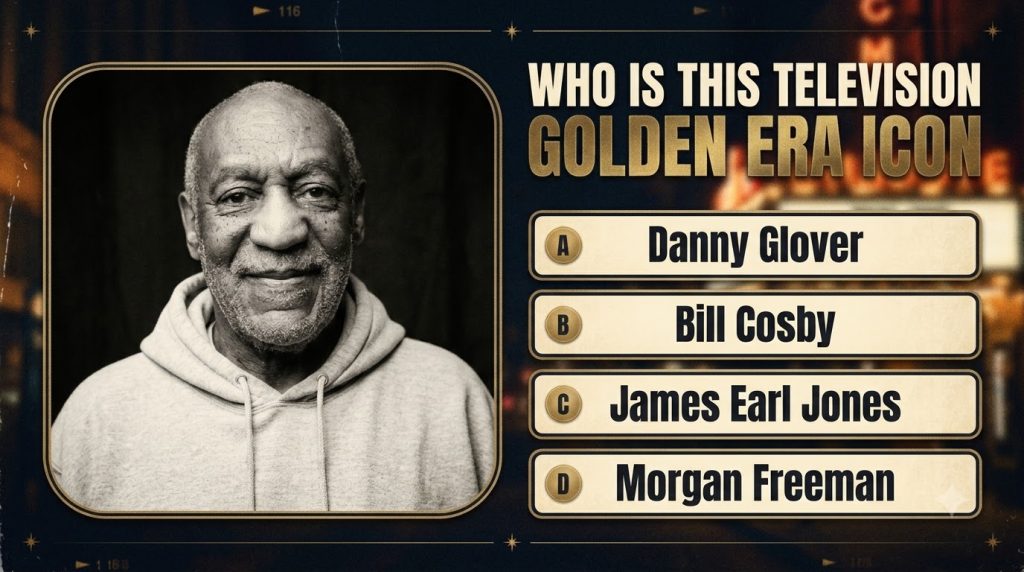Black and white portrait of an older Bill Cosby with a gentle smile bald with light grey stubble wearing a hooded sweats