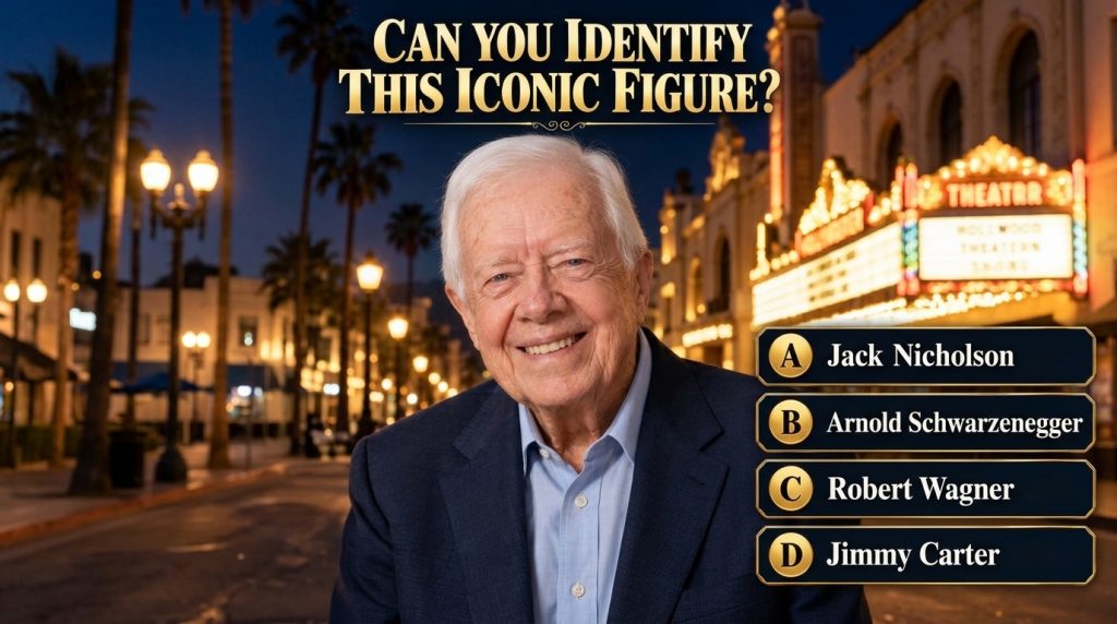 Quiz image showing four headshots of male celebrities with photo 4 highlighted depicting Morgan Freeman smiling warmly