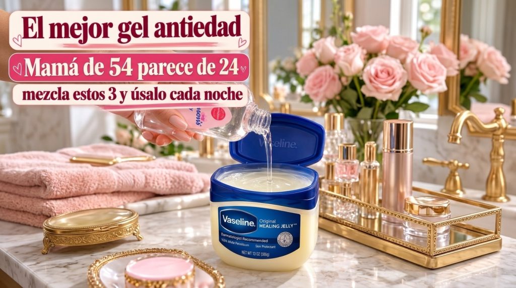 A hand pouring clear baby oil from a bottle into an open tub of Vaseline suggesting a DIY beauty hack